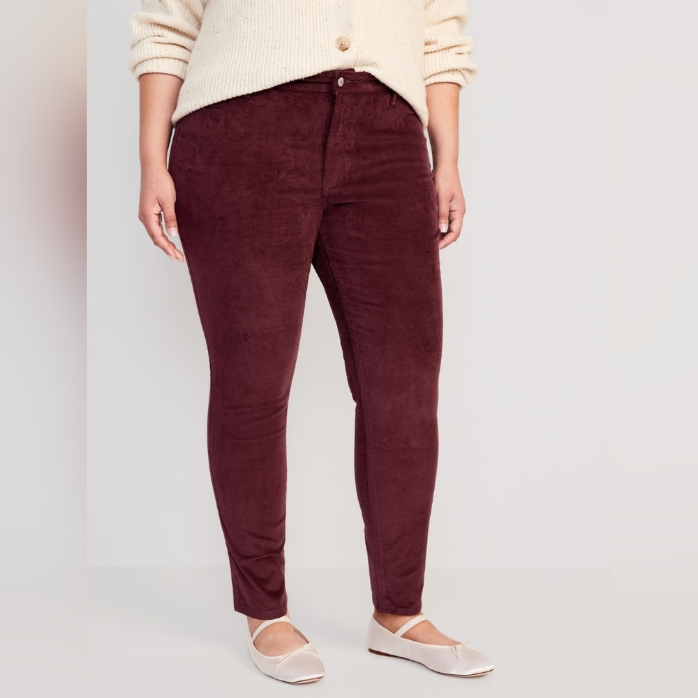 Old Navy High Waisted Rockstar Super-Skinny Corduroy Pants Cords Raisin Purple